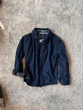 Cactus Boys Navy Blue Dot Long Sleeve Button Down Shirt 4